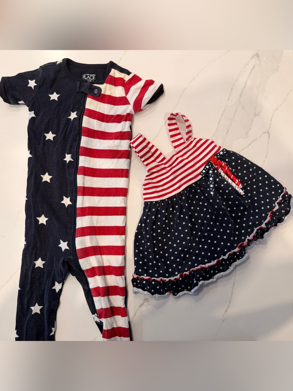 Baby Girl Patriotic 4th of July Outfit Bundle 6-12M